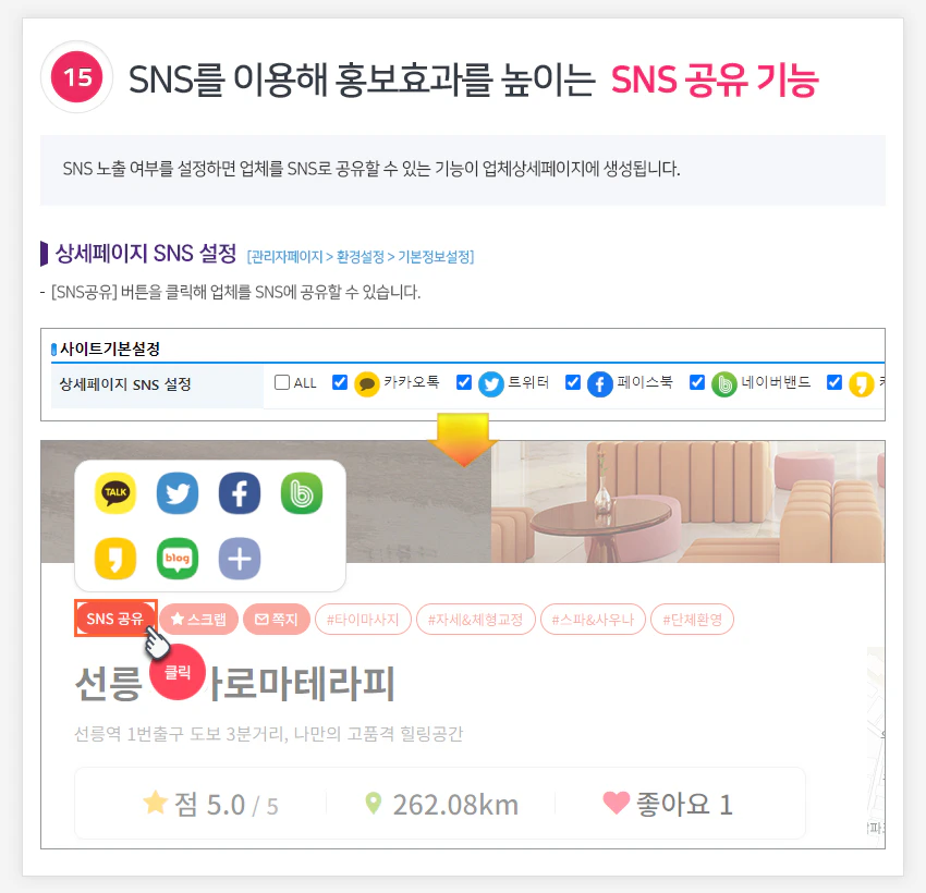 SNS를 이용해 홍보효과를 높이는 SNS 공유 기능